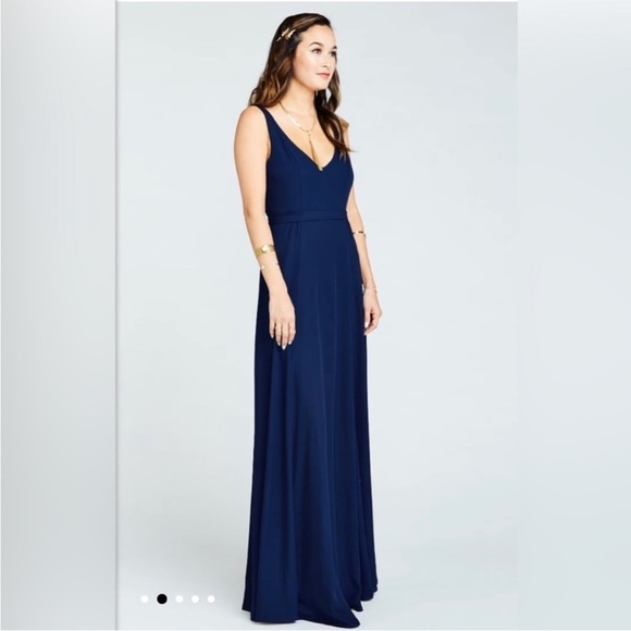 Show Me Your Mumu Jenn Maxi Dress in Rich Navy Crisp Large NWT - Picture 2 of 16